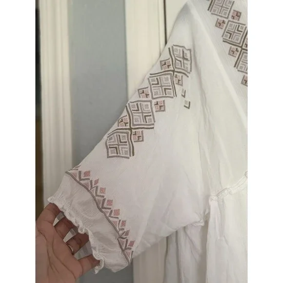 Forever 21 Blouse Top 0X Boho Oversized Embroidered Hippie Floral Fairy Festival - Picture 2 of 6